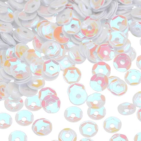MECCANIXITY Loose Sequins 4MM Glitter Sequins 3000Pcs Cup Sequins Embroidery Sequins for Jewelry Making Crafts Sewing,White in Saudi Arabia