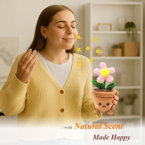 Stuffed Plant Plush Toy, Happy Face Flower Plushies Plant Pillow Decorationr with Natural Scent, Adorable Stuffed Flower for Christmas Horror Plush Halloween(2 Yellow Fowers) in Saudi Arabia