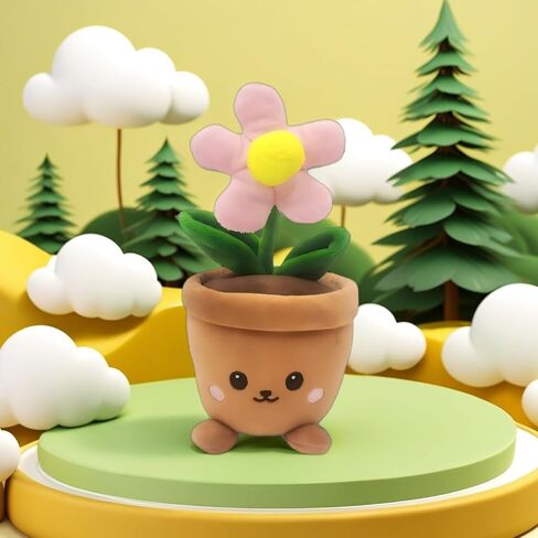 Stuffed Plant Plush Toy, Happy Face Flower Plushies Plant Pillow Decorationr with Natural Scent, Adorable Stuffed Flower for Christmas Horror Plush Halloween(2 Yellow Fowers) in Saudi Arabia