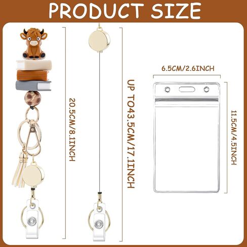 2025 Teacher Lanyards with ID Holder - Cute Pencil Book Silicone Beaded Retractable ID Card Lanyard, Detachable Lanyard with Transparent Card Holder Set Gifts for Women in Saudi Arabia