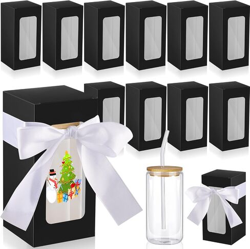 Fulmoon 12 Sets Sublimation Glass Cup Boxes شكرًا لك على صناديق زجاجة زجاجية مع Gaine Gaine Gaine for Birthday Fords Form in Kuwait
