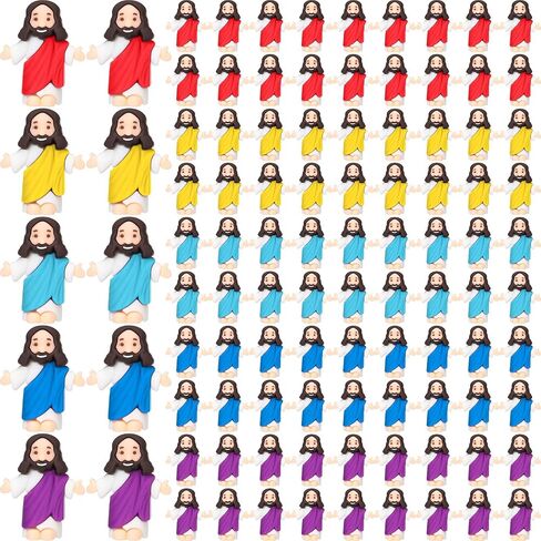 Barydat 25 Pcs Little Jesus Figures Baby Mini Jesus Figurines Bulk to Hide and Seek Tiny Miniature Christ Savior Figurine Toy Religious Gift for Easter Egg Stuffer Sunday School Baptism, Multicolor in Kuwait