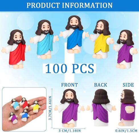 Barydat 25 Pcs Little Jesus Figures Baby Mini Jesus Figurines Bulk to Hide and Seek Tiny Miniature Christ Savior Figurine Toy Religious Gift for Easter Egg Stuffer Sunday School Baptism, Multicolor in Kuwait