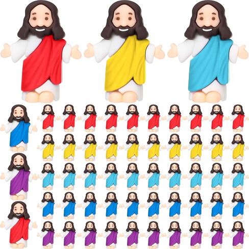 Barydat 25 Pcs Little Jesus Figures Baby Mini Jesus Figurines Bulk to Hide and Seek Tiny Miniature Christ Savior Figurine Toy Religious Gift for Easter Egg Stuffer Sunday School Baptism, Multicolor in Kuwait