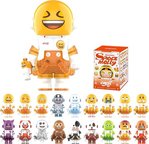 Pop Mart Mega Space Molly 100 ٪ × Emoji Series ، وشخصيات Molly Blind Box ، وشخصيات حركة التصميم العشوائي ، والألعاب القابلة للتحصيل ، والهدايا المنزلية ، وهدايا عيد ميلاد العطلات للفتيات والفتيان ، مربع واحد in Saudi Arabia