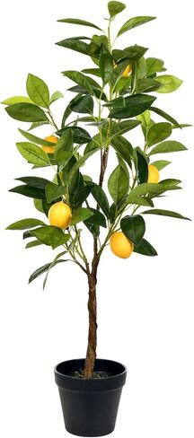 Vickerman Everyday 28" Artificial Potted Lemon Tree - Lifelike Home Or Office Decor - Premium Faux Potted Tree with Real Touch Leaves - Maintenance Free in Saudi Arabia