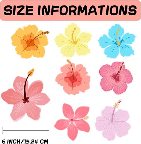 Summer Hawaiian Flower Shaped Paper Die Cutouts 64 pcs Tropical Colorful Watercolor Flowers Bulletin Boar Decorations for Classroom School Birthday Party (Color2) in Saudi Arabia