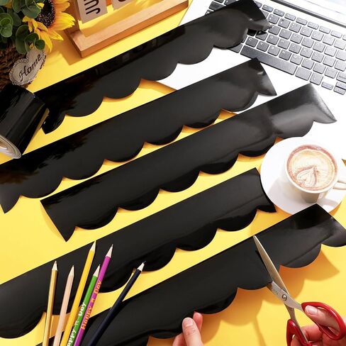 Ecally 65.6 ft Gold Scalloped Bulletin Board Borders Decoration for Classroom Shine Scalloped Decorative Bulletin Board Borders Trim Roll Poster Decor for Back to School Office Home Wall DIY Decor in Saudi Arabia