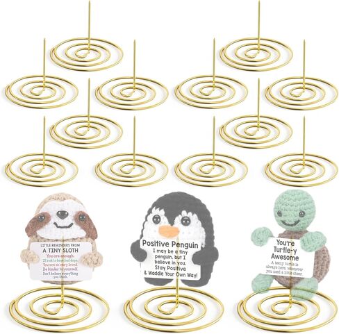 QingVoTool Crochet Doll Stands 2Pcs, Stuffed Animal Display Stands, Metal Amigurumi Crochet Display Stands for Emotional Support Positive Crochet Animals Potato Turtle Motivational Desk Decor, Gold in Kuwait