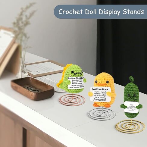 QingVoTool Crochet Doll Stands 2Pcs, Stuffed Animal Display Stands, Metal Amigurumi Crochet Display Stands for Emotional Support Positive Crochet Animals Potato Turtle Motivational Desk Decor, Gold in Kuwait