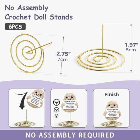 دمية الكروشيه Qingvotool تقف 2pcs ، ومواقف عرض الحيوانات المحشوة ، و Amigurumi Crochet العرض الدعم العاطفي للحيوانات الكروشيه الإيجابية ديكور تحفيزي للبطاط in Kuwait