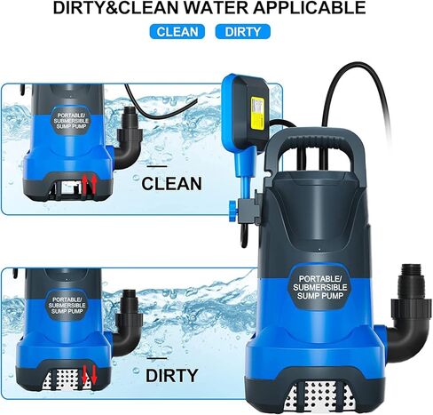 مضخة غاطسة 3/4 HP 2500 GPH مضخة إزالة المياه المساعدة مع محولات in Kuwait