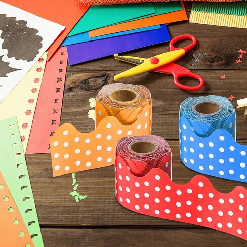 PATIKIL Dots Bulletin Board Border, 33 Feet Poster Chalkboard Cork Decoration Trim Scalloped Borders Wall Decor for Classroom Office Locker, Burgundy in Saudi Arabia