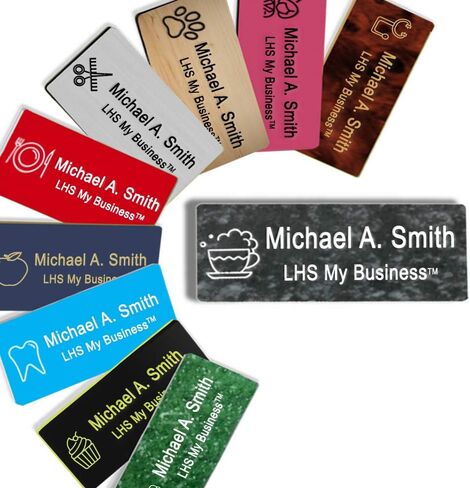 LHS My Business | Magnetic Name Tags - Custom Engraved Orange Plastic Badge with Black Lettering Personalized - B11 in Kuwait