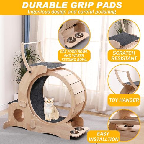 Cat Wheel 7-in-1 Upgraded Exercise Treadmill for Indoor Cats，Cat Treadmill with Silent Running Wheel, Cat Tunnel, Cat Wheels for Indoor Cats, Perfect Cat Jym & Toy for Endless Fun & Fitness in Kuwait