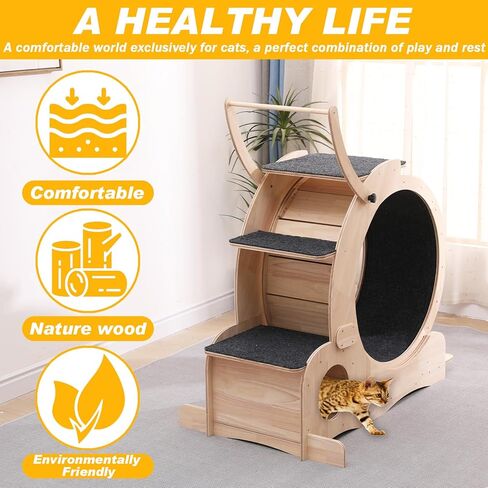 Cat Wheel 7-in-1 Upgraded Exercise Treadmill for Indoor Cats，Cat Treadmill with Silent Running Wheel, Cat Tunnel, Cat Wheels for Indoor Cats, Perfect Cat Jym & Toy for Endless Fun & Fitness in Kuwait