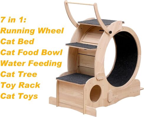 Cat Wheel 7-in-1 Upgraded Exercise Treadmill for Indoor Cats，Cat Treadmill with Silent Running Wheel, Cat Tunnel, Cat Wheels for Indoor Cats, Perfect Cat Jym & Toy for Endless Fun & Fitness in Kuwait