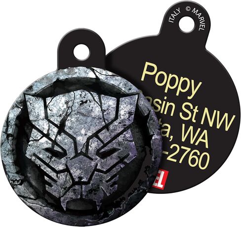 Marvel's Black Panther Silver Seal Dog Tag, Marvel Cinematic Universe Super Hero Pet ID Tag Engraved with Name Personalized, Round in Saudi Arabia