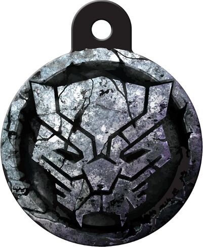Marvel's Black Panther Silver Seal Dog Tag, Marvel Cinematic Universe Super Hero Pet ID Tag Engraved with Name Personalized, Round in Saudi Arabia