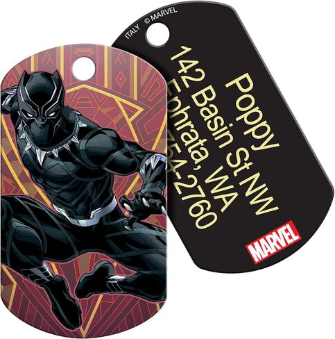 Marvel's Black Panther Silver Seal Dog Tag, Marvel Cinematic Universe Super Hero Pet ID Tag Engraved with Name Personalized, Round in Saudi Arabia
