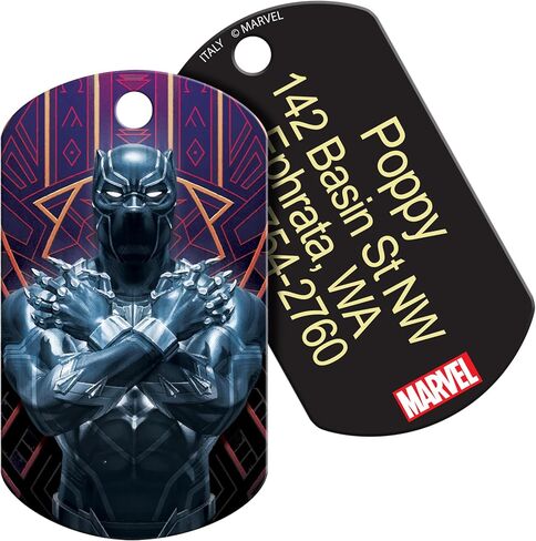 Marvel's Black Panther Silver Seal Dog Tag, Marvel Cinematic Universe Super Hero Pet ID Tag Engraved with Name Personalized, Round in Saudi Arabia