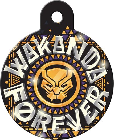 Marvel's Black Panther Silver Seal Dog Tag, Marvel Cinematic Universe Super Hero Pet ID Tag Engraved with Name Personalized, Round in Saudi Arabia