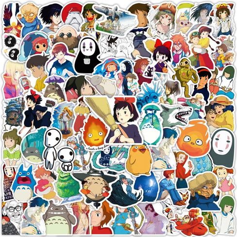 100pcs Anime Miyazaki Hayao ملصقات لجهاز الكمبيوتر المحمول ، ملصقات أفلام Cartoon Vinyl Ghibli لزجاجة المياه ، هدايا Hat Hat Hat Hat Skatboard Forbors للأطفال البالغين in Kuwait
