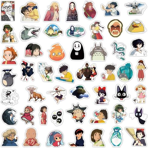 100pcs Anime Miyazaki Hayao ملصقات لجهاز الكمبيوتر المحمول ، ملصقات أفلام Cartoon Vinyl Ghibli لزجاجة المياه ، هدايا Hat Hat Hat Hat Skatboard Forbors للأطفال البالغين in Kuwait