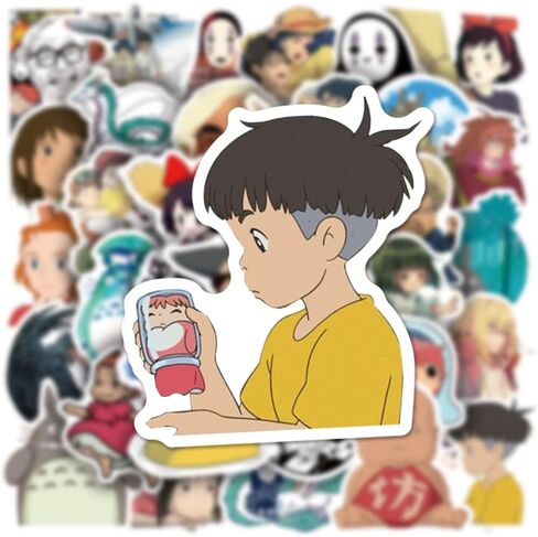 100pcs Anime Miyazaki Hayao ملصقات لجهاز الكمبيوتر المحمول ، ملصقات أفلام Cartoon Vinyl Ghibli لزجاجة المياه ، هدايا Hat Hat Hat Hat Skatboard Forbors للأطفال البالغين in Kuwait