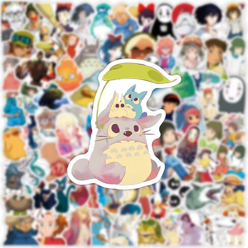 100pcs Anime Miyazaki Hayao ملصقات لجهاز الكمبيوتر المحمول ، ملصقات أفلام Cartoon Vinyl Ghibli لزجاجة المياه ، هدايا Hat Hat Hat Hat Skatboard Forbors للأطفال البالغين in Kuwait