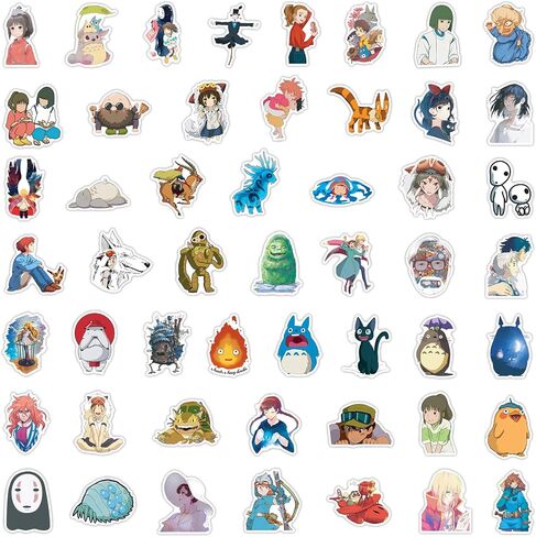 100pcs Anime Miyazaki Hayao ملصقات لجهاز الكمبيوتر المحمول ، ملصقات أفلام Cartoon Vinyl Ghibli لزجاجة المياه ، هدايا Hat Hat Hat Hat Skatboard Forbors للأطفال البالغين in Kuwait
