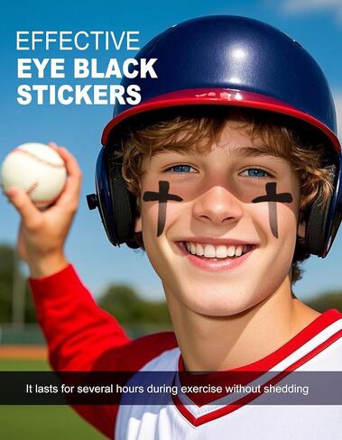 48 Pairs Eye Black Stickers for Kids, Sports Eye Strips Baseball Football Softball Face Eyeblack Stickers for Sport Game Day Themed Birthday Party Supplies (Mixed5) in Kuwait