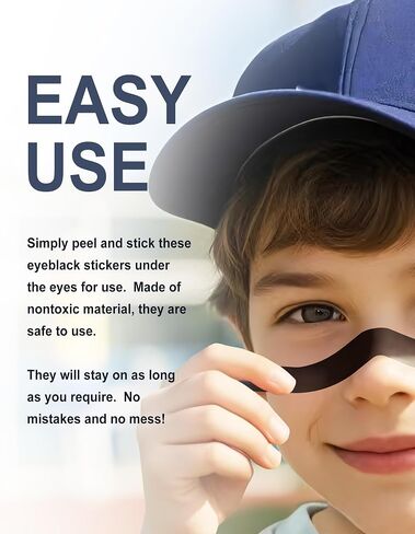 48 Pairs Eye Black Stickers for Kids, Sports Eye Strips Baseball Football Softball Face Eyeblack Stickers for Sport Game Day Themed Birthday Party Supplies (Mixed5) in Kuwait