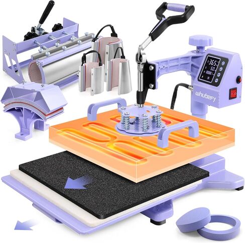 Whubefy Heat Press Machine for T Shirts 15x15 with 30OZ Tumbler Press 8 in 1 Slide Out & Swing Away Digital Heat Transfer with 3 Pre-Set Modes & Counting Function for Bulk Press Hat Cap Mug Plate in Kuwait