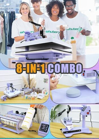 Whubefy Heat Press Machine for T Shirts 15x15 with 30OZ Tumbler Press 8 in 1 Slide Out & Swing Away Digital Heat Transfer with 3 Pre-Set Modes & Counting Function for Bulk Press Hat Cap Mug Plate in Kuwait
