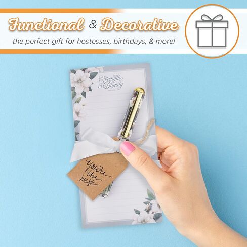 Christian Art Gifts Magnetic Notepad Set with Pen for Women: Blessed - Inspirational Scripture for Shopping Lists, Memos, Reminders, 70 Lined Tear-off Sheets, Teal & Pink in Kuwait