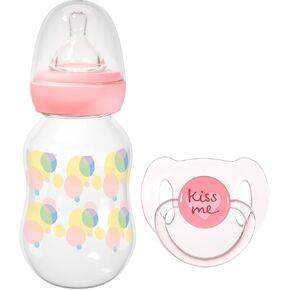 Aori Reborn Baby Doll Accessories Magentic Pacifier & Feeding Bottle for 17-22 inch Lifelike Baby Dolls Pink
