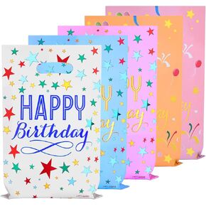 GOMANCHE 40-Pack Happy Birthday Party Favor Bags 9.4 x 6.3 Inch - Colorful Reusable Goodie Gift Bags for Kids, Girls & Boys Birthday Parties, Baby Showers & Special Events