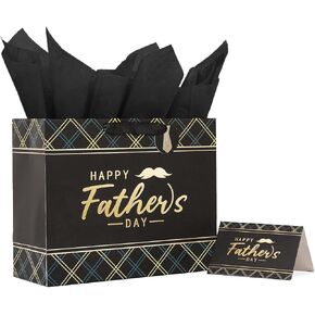 souloduce 13 Inch Father’s Day Gift Bags, Including Greeting Card and Tissue Paper - Ideal for the Best Dad Ever, Perfect for Birthdays, Father’s Day, Celebrations, and Thank You Occasions (1 Pack)