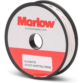 Marlow Whipping Twine #8 - Wax Polyester - Repairs, Sail, Whipping, Outdoor, Rope Splice and More - White 1.1mm