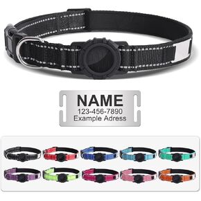 Personalized Dog Collar Compatible with AirTag, Custom Engraved Nameplate with Pet Name, Phone Number and Address, Waterproof, Reflective, Durable, Adjustable, Breathable for Small to Large Dogs