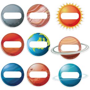 180 PCS Space Name Tags Stickers, Solar System Name Tag Labels Outer Space Planet Name Stickers for Classroom School Teachers Students Office Desk Cubby Locker Bulletin Board Decor