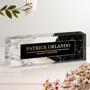Personalized Name Plate for Desk, Custom Acrylic Desk Name Sign, Office Appreciation Gifts for Women Men Coworkers Boss Teacher Employee (Pink Rose) in Saudi Arabia