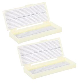MAGICLULU 2Pcs Microscope Slide Storage Box Holder with Slots Slide Positions Secure for Lab Use and Specimen Organization