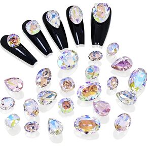 100pcs مزيج شكل البلورة AB فن الأظافر الأحجار الكريهون النقطة النقطة الظهر الحجر الخيالي خياطة على حجر الراين الخيط الكريستال لارتداء الفستان الزفاف فستان الأظافر أكياس أحذية ديي الحرف اليدوية in Kuwait