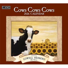 Lang Companies, Cows Cows Cows 2026 Wall Calendar by Lowell Herrero, 13.4'' X 12'', 12-Month Calendar with Stapled Binding
