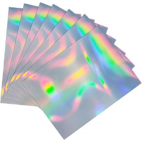 Printable Holographic Silver Sticker Paper, Laser & Inkjet printable 8.5 x 11 Inches Dries Quickly Stickers Rainbow Vinyl Label 22 pcs