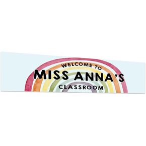 Andaz Press Horizontal 13x47 Personalized Classroom Welcome Banner Sign For Teachers Classroom Door Sign Teacher Name Sign Bright Polka Dots Classroom Decorations Welcome Sign For Classroom Door