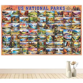 PARTH iMPEX Large National Park Posters - 56" x 90" Huge Educational Learning Tapestry for Classroom, Aesthetic School Supplies, Hanging Banner for Travel Room Bedroom Decor, Beach Throw Blanket