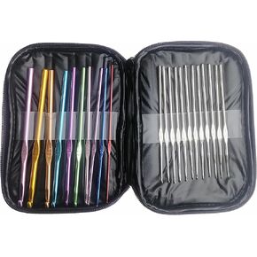 Banfluxion 22 pcs Colorful Knitting Knit Needles Mixed Aluminum Alloy Crochet Hooks Needles Knit Weave Yarn Set